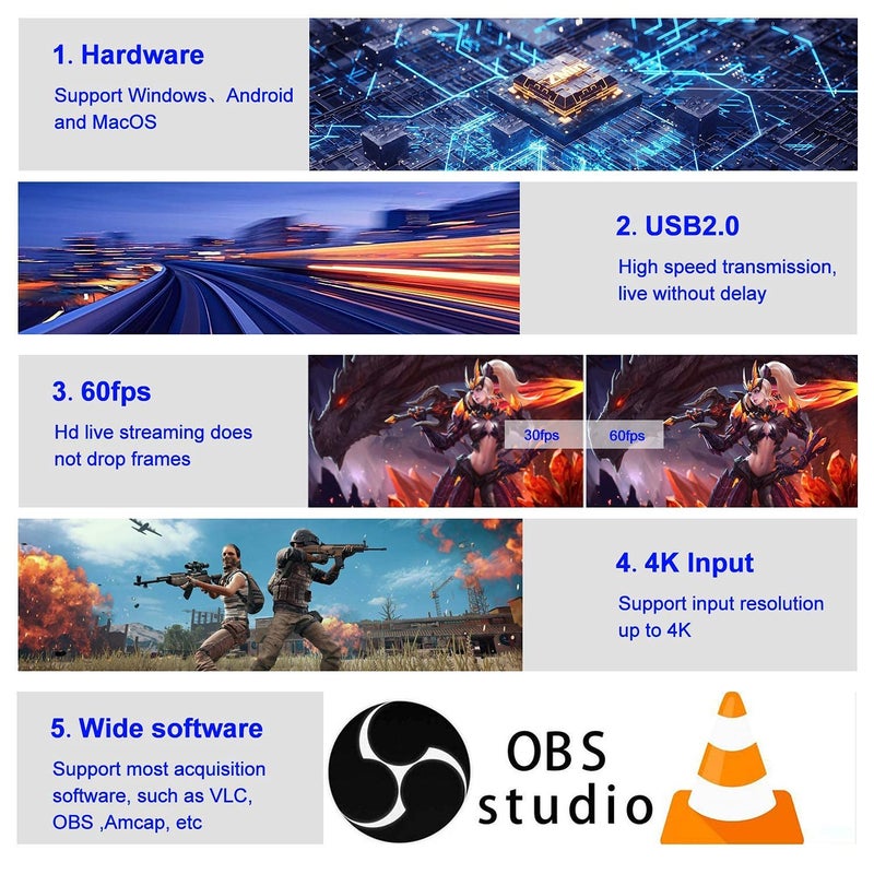 ORIVISION Video Capture Card with Loop Out, HDMI USB 2.0 4K HD 1080P 60FPS Game Capture Video Audio Recorder for Live Streaming for PS3/ PS4 /Xbox One/DSLR/Camcorders/Action Cam - Image 4